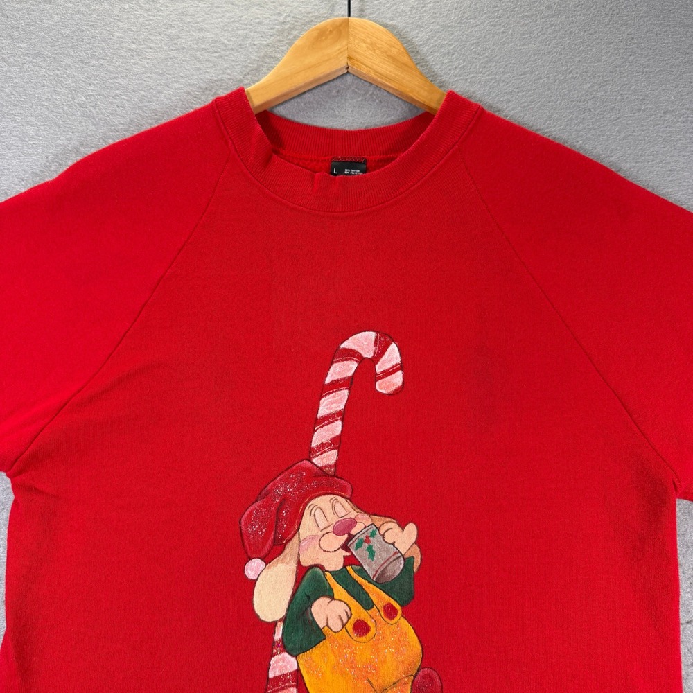 Vintage Disney Snow White Grumpy Sweatshirt R Stanley Screen Stars Red 1988 - Picture 4 of 13